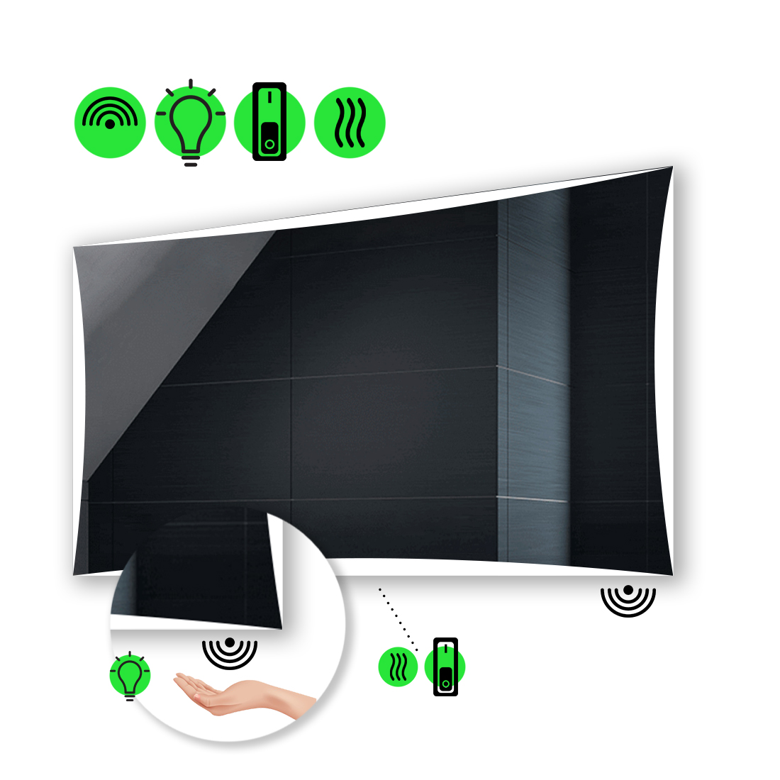 

Зеркало Amado с Led-подсветкой, ИК включателем, с подогревом с механическим выключателем 80x70 см