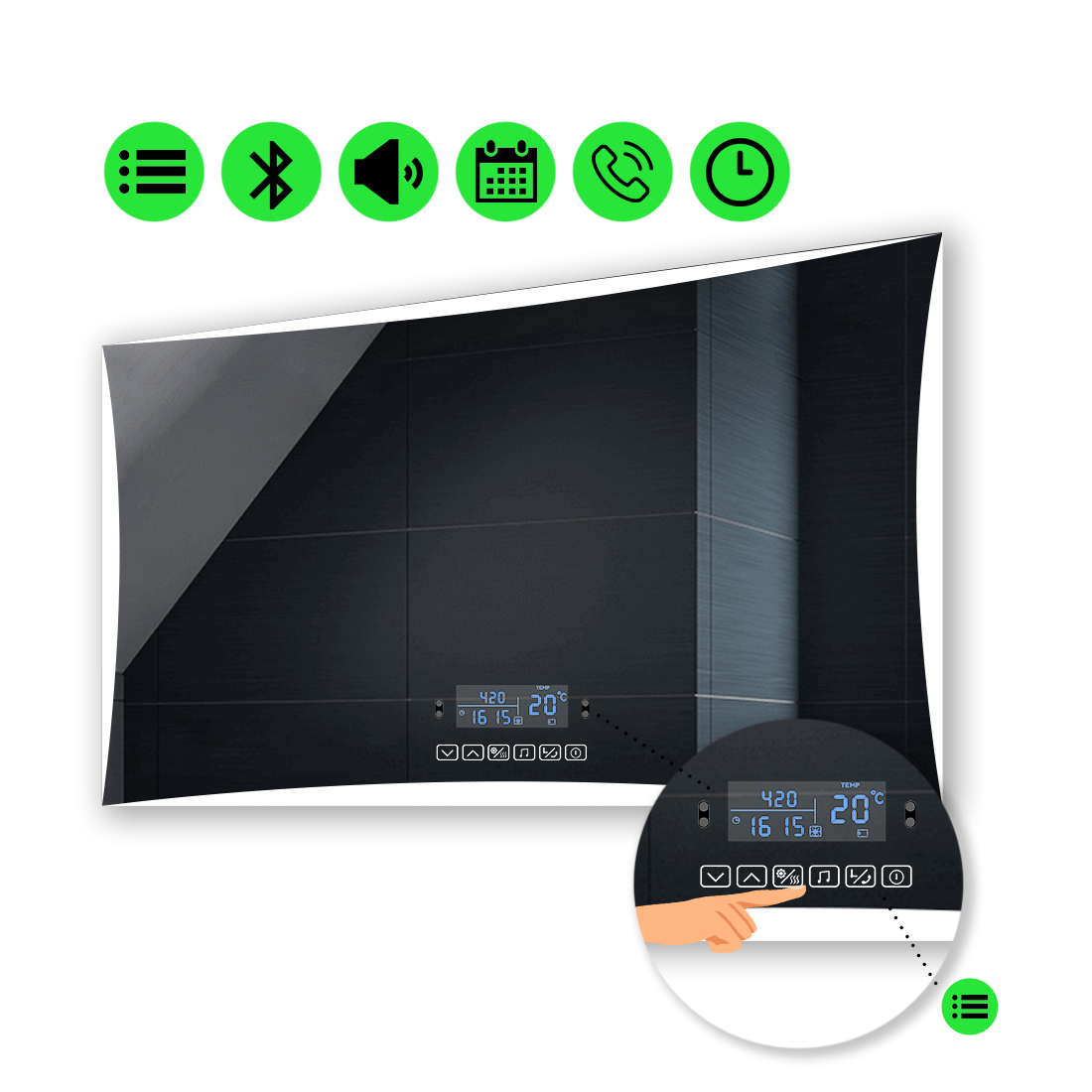 

Зеркало Amado с Led-подсветкой, и мультиблоком 140x100 см