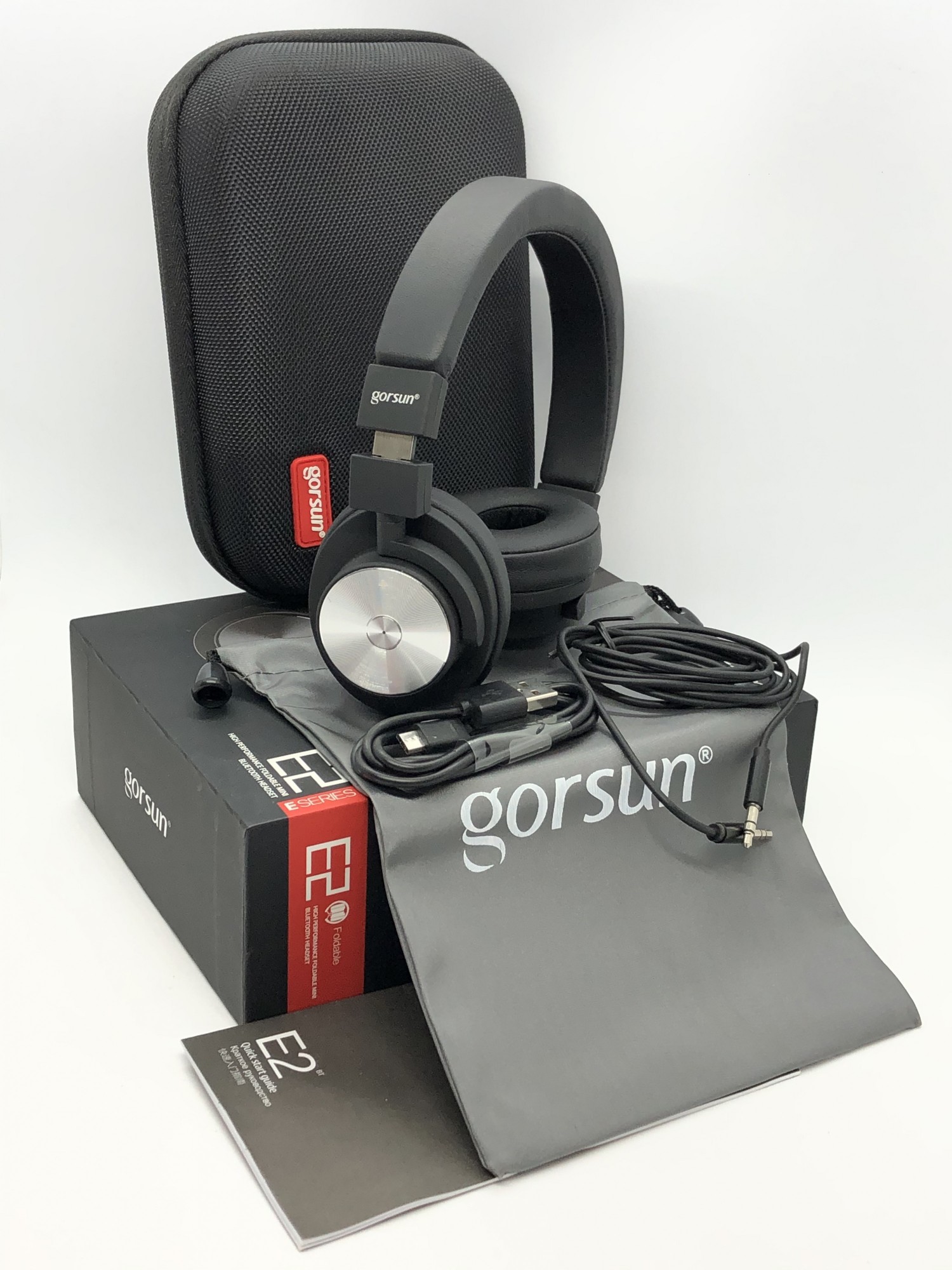 

Наушники Bluetooth GORSUN E2 с микрофоном (черный с серебром)