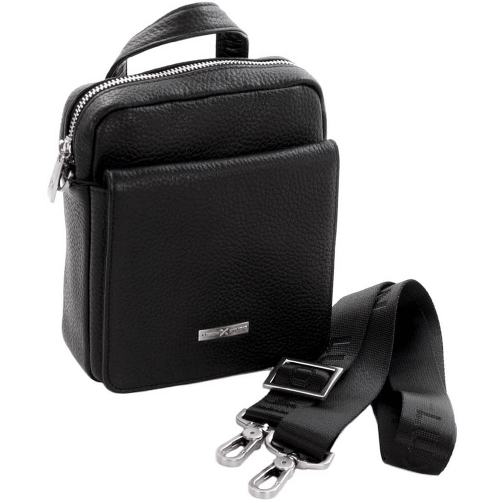 

Сумка мужская кожаная повседневная через плечо черная Luxon (89037-3 black)