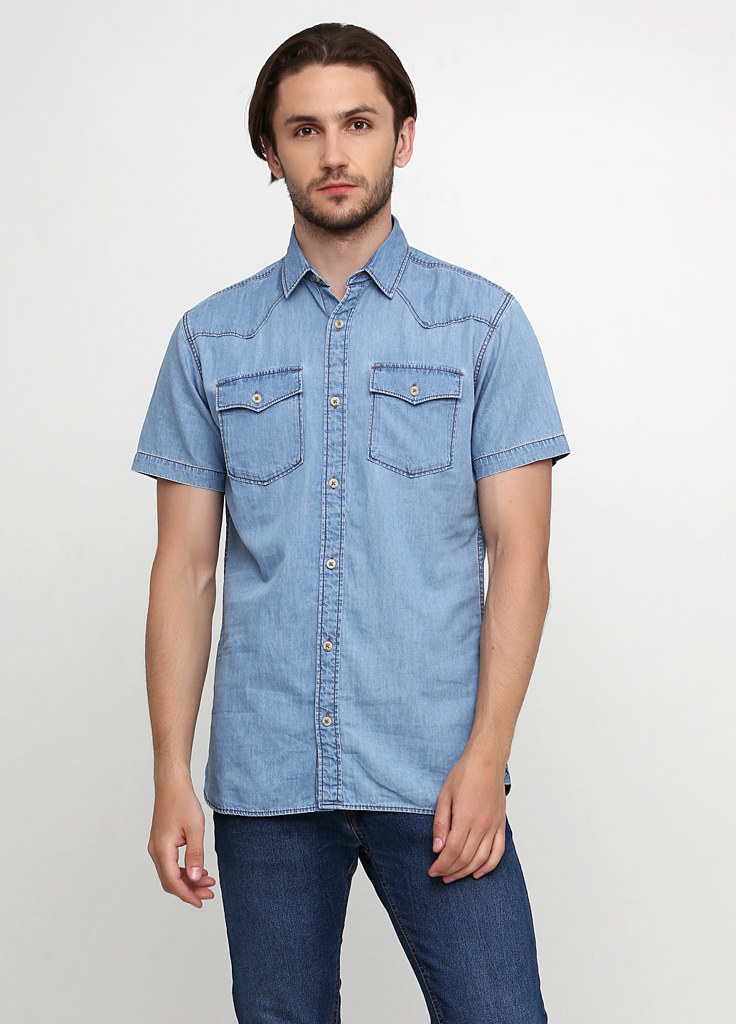 

Рубашка Produkt 12140183-LIGHT BLUE DENIM  голубой, Рубашка Produkt 12140183-LIGHT BLUE DENIM M голубой