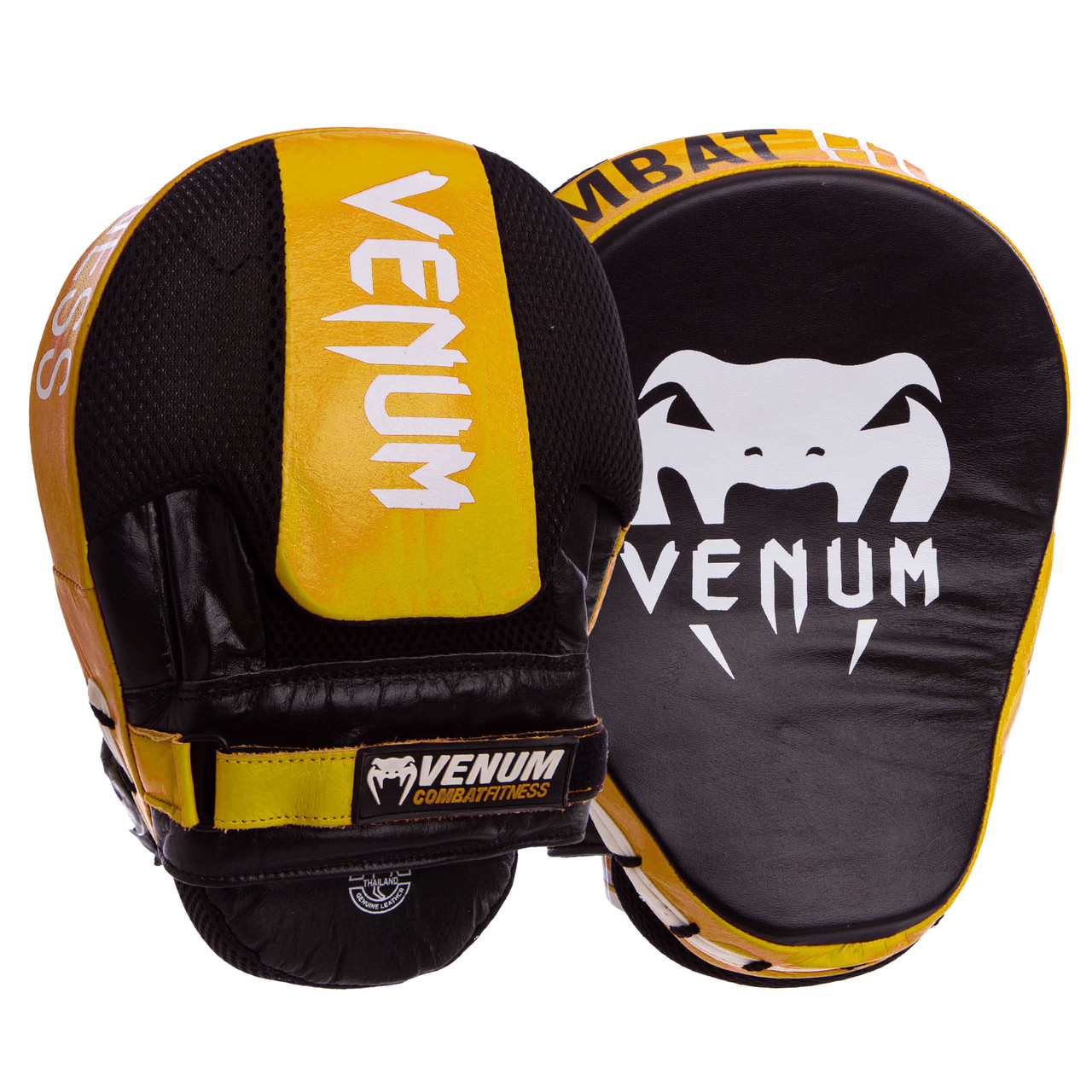 

Лапа изогнутая кожаная (2шт) Venum Cellular Heroe 0439 размер 24,5x18,5x4см Black-Yellow