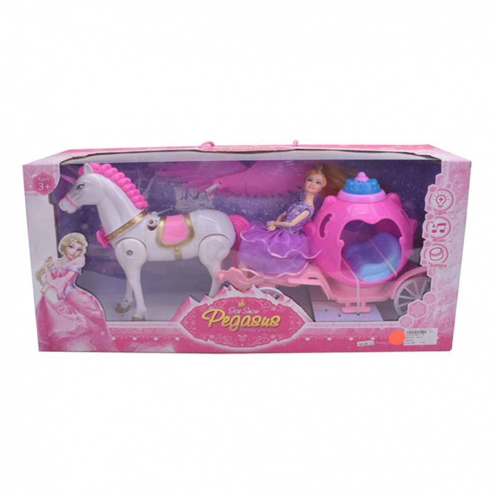 

Игрушечная карета с лошадью и куклой SYNERGY музыкальная (Pink) (686-770(Pink))