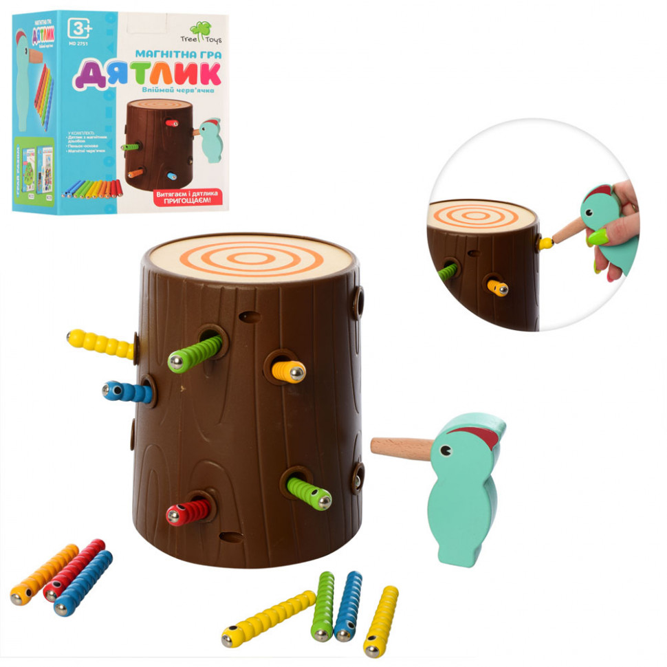 

Магнитная Игра TREE TOYS пенек, птичка, гусеницы (MD 2751)