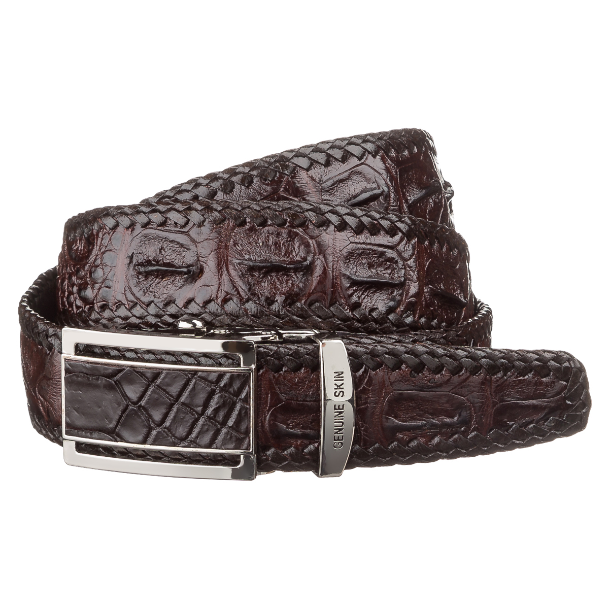 

Кожаный ремень мужской CROCODILE LEATHER 3,7х120 см Коричневый
