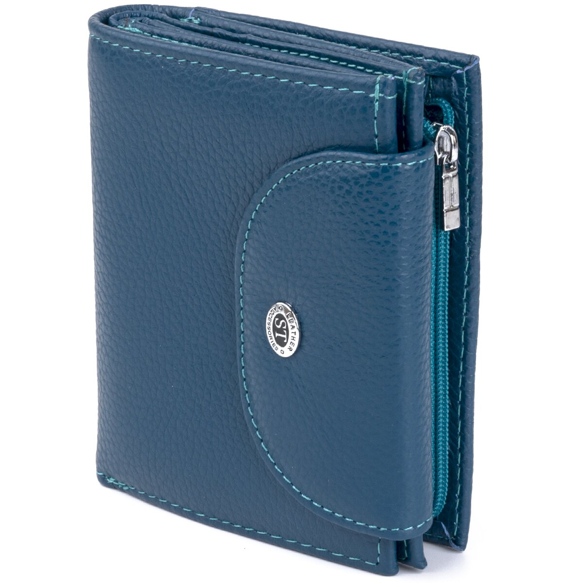 

Кожаный кошелек женский ST Leather 9,5х11 см Синий
