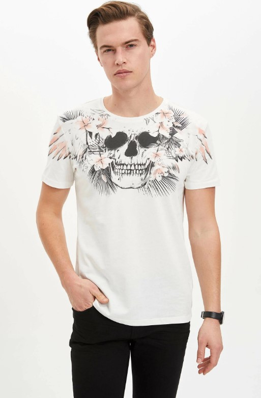 

Футболка Defacto с принтом-череп S Белая (DeF T-shirt -7038-1)
