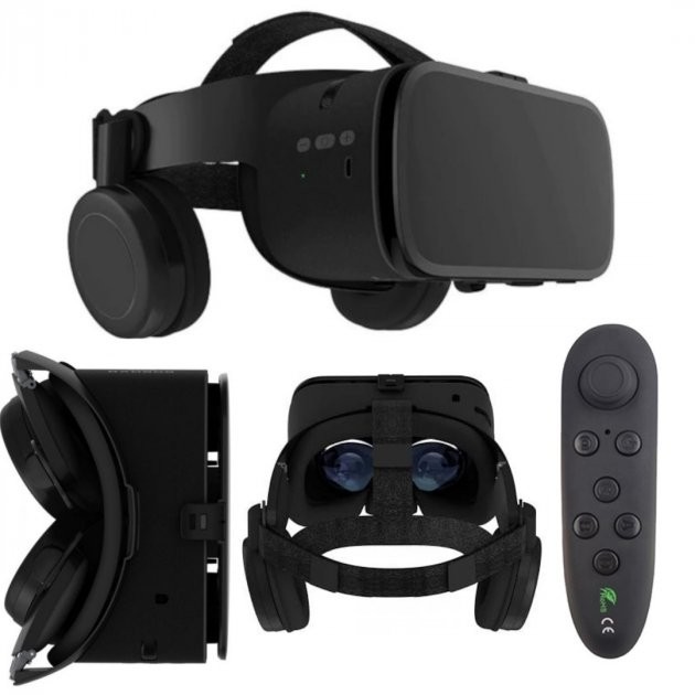 

Очки виртуальной реальности BOBO VR Z6 3D беспроводной шлем с наушниками Bluetooth + пульт ДУ/ угол обзора 110° (Black)