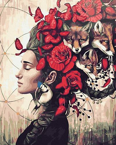

Картина по номерам "Лисицы в волосах" Rainbow Art (GX39392)