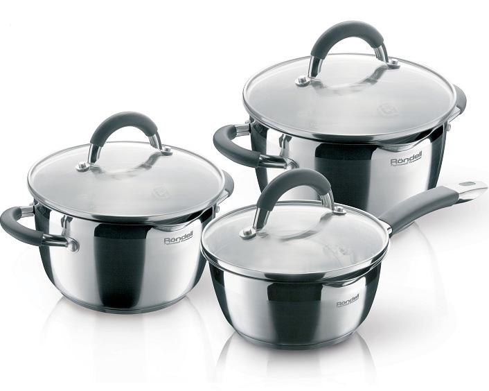 

Набор кухонной посуды Rondell Flamme 2 кастрюли 3.2л и 5.7л и ковш 1.3л Rondell UK-RDS-341