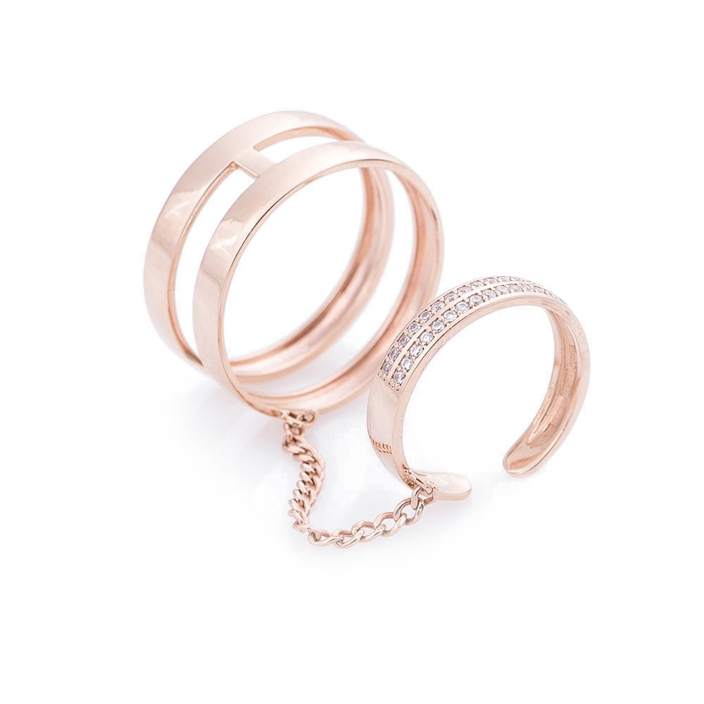 

Двойное кольцо с фианитами из золота 02-1346.0.1401 Оникс 17.5