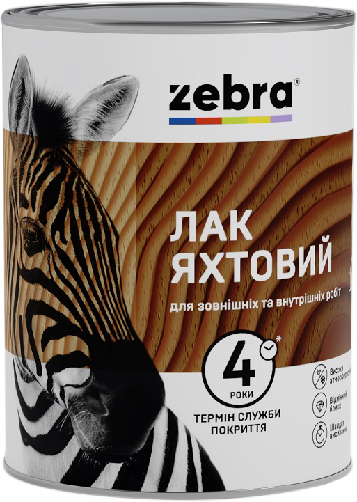 

Лак яхтенный Zebra глянцевый 0.8 кг Бесцветный (4823048025042)