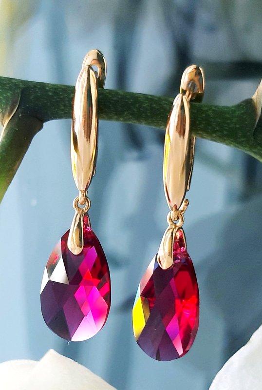 

Серьги с кристаллами Swarovski Xuping Медицинское золото Позолота 18К 3,7 см. хсс-278