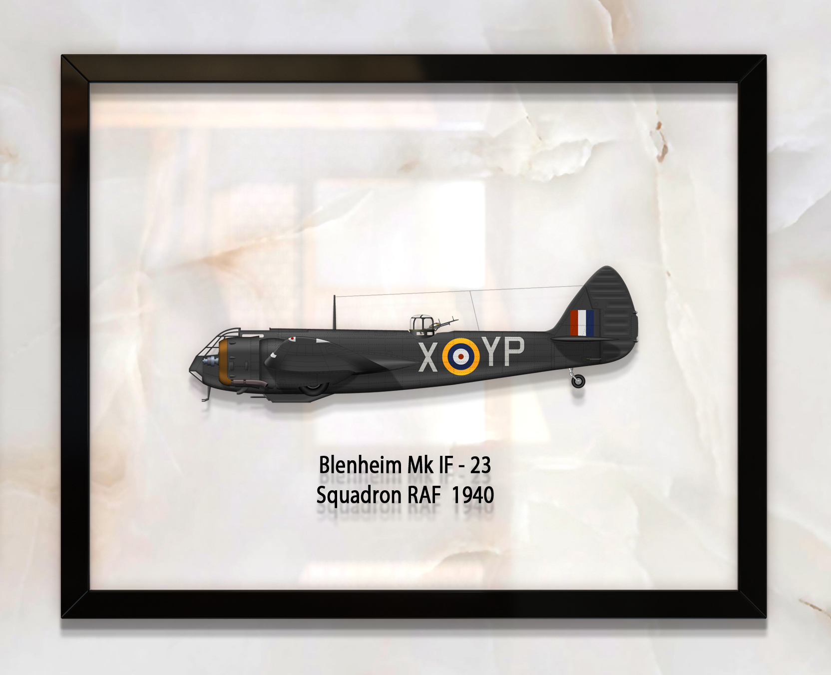 

Принт на стекле Artel «Бомбардировщик Bristol Blenheim Mk IF 23 Эскадрилья RAF 1940 год» 50 x 40см