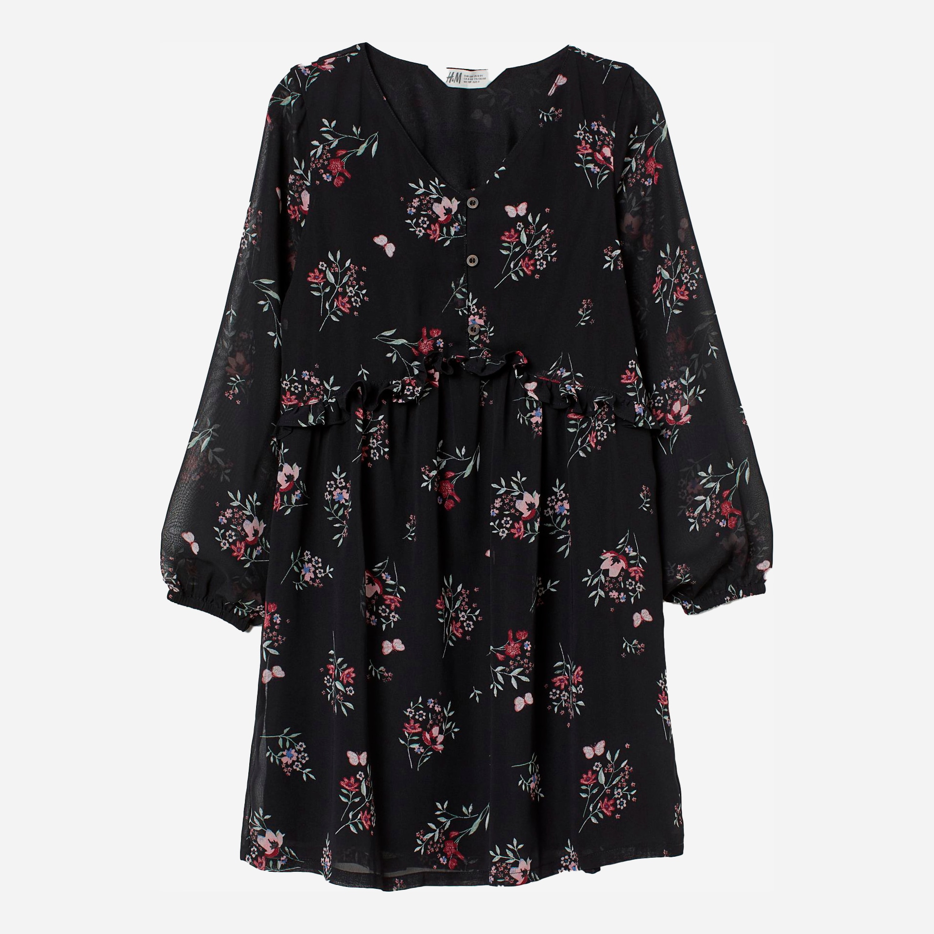 

Платье H&M 1702-8855722 146 см Черный/Цветы (hm07154237308)