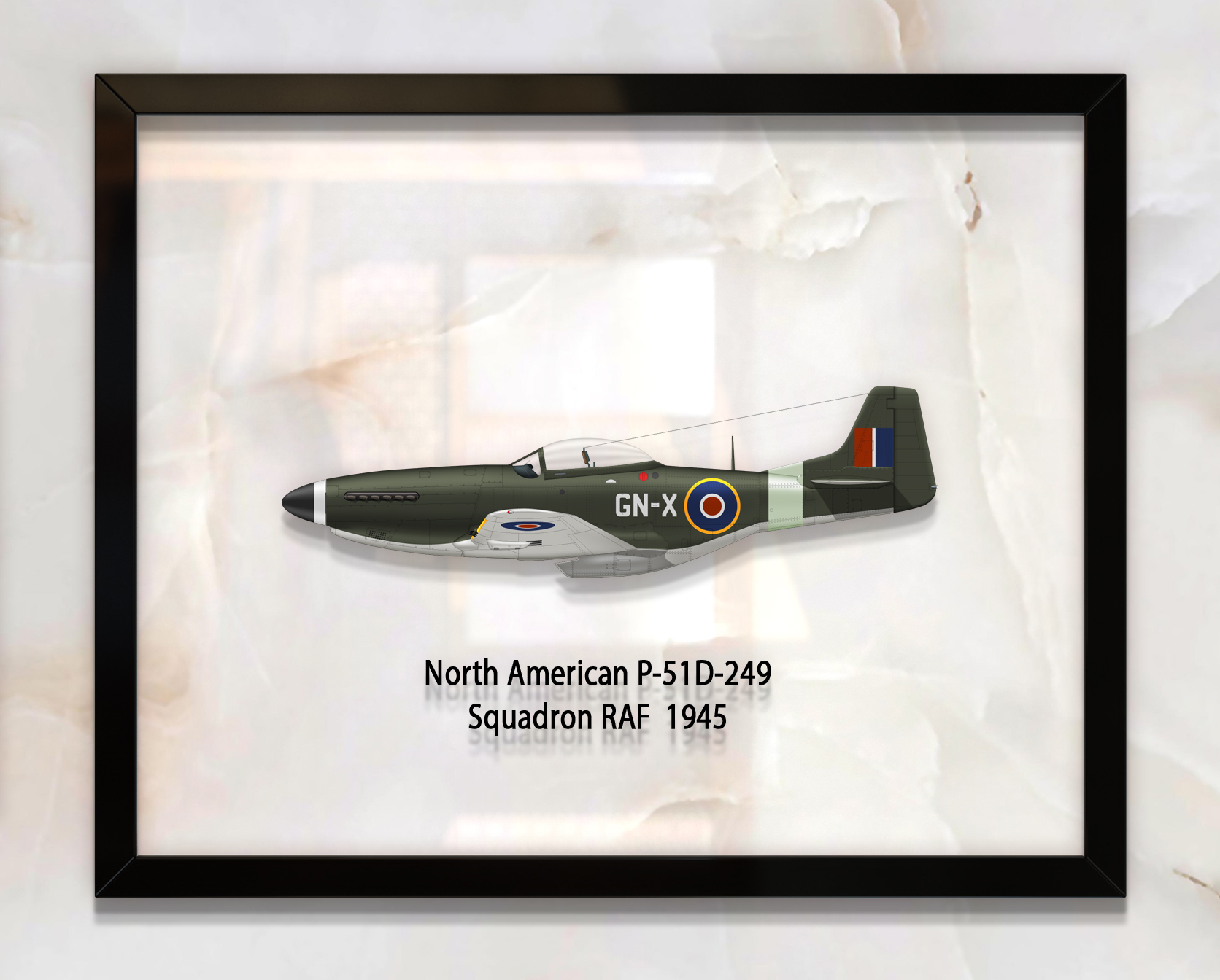 

Принт на стекле Artel «Истребитель North American P-51D Mustang 249 Эскадрилья 1945 год» 36 x 28см