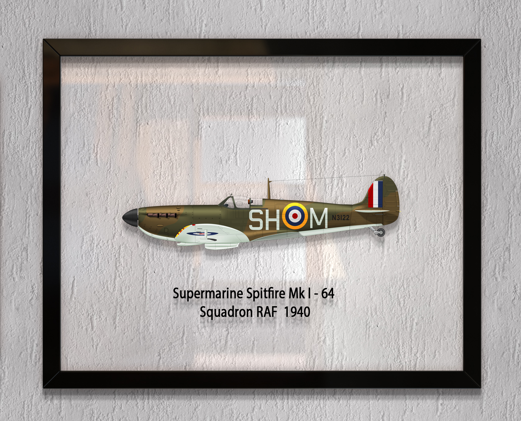 

Принт на стекле Artel «Самолет Supermarine Spitfire Mk. I 64 Эскадрилья 1940 год» 36 x 28см