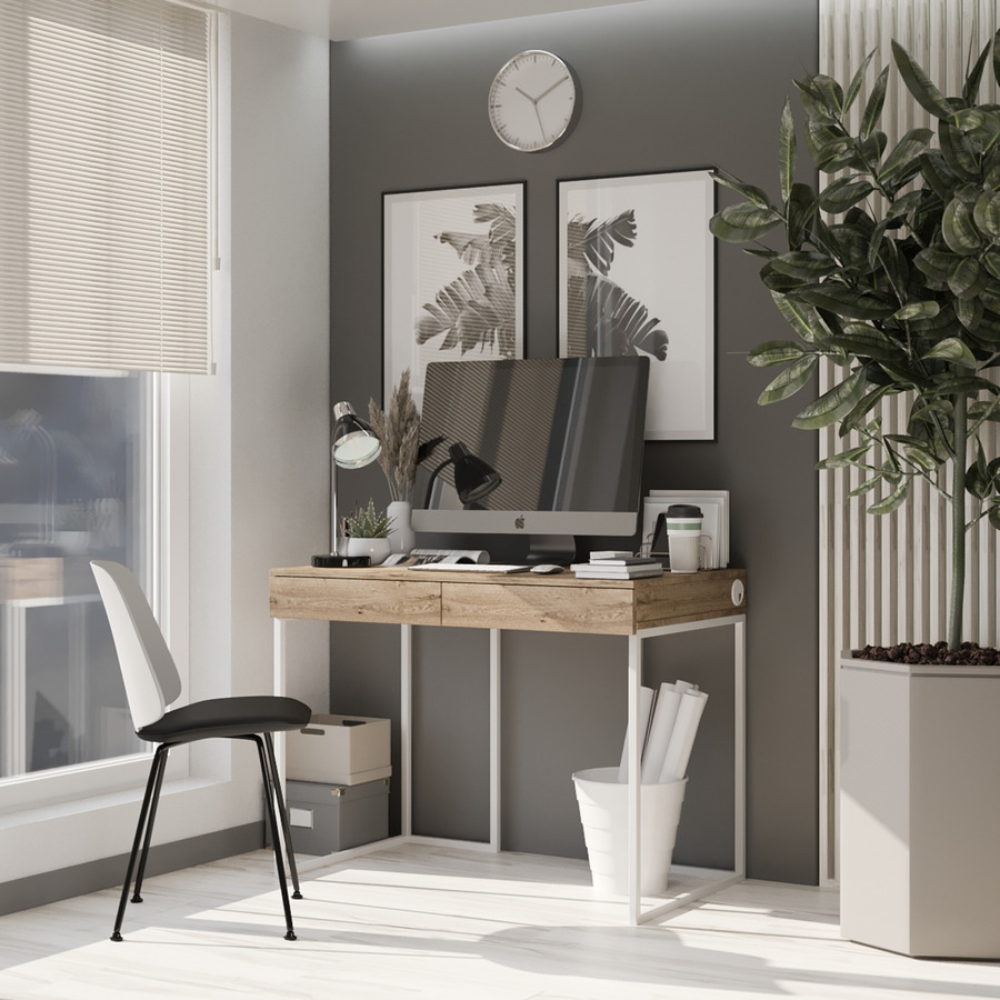 

Компьютерный стол Fenster Моррис 2 Белый 73x100x60 столешница Аликанте