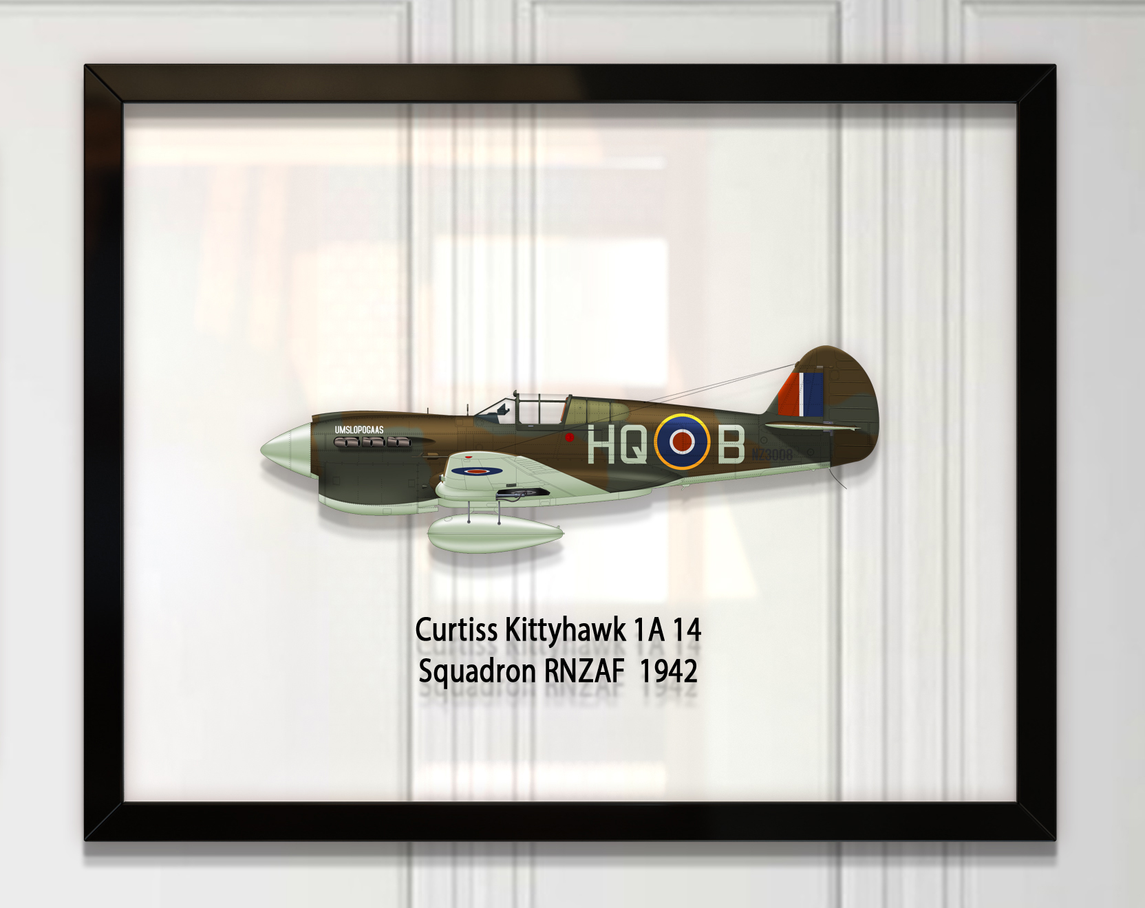 

Принт на стекле Artel «Истребитель Curtiss P-40 14 Эскадрилья RNZAF 1942 год» 61 x 46см