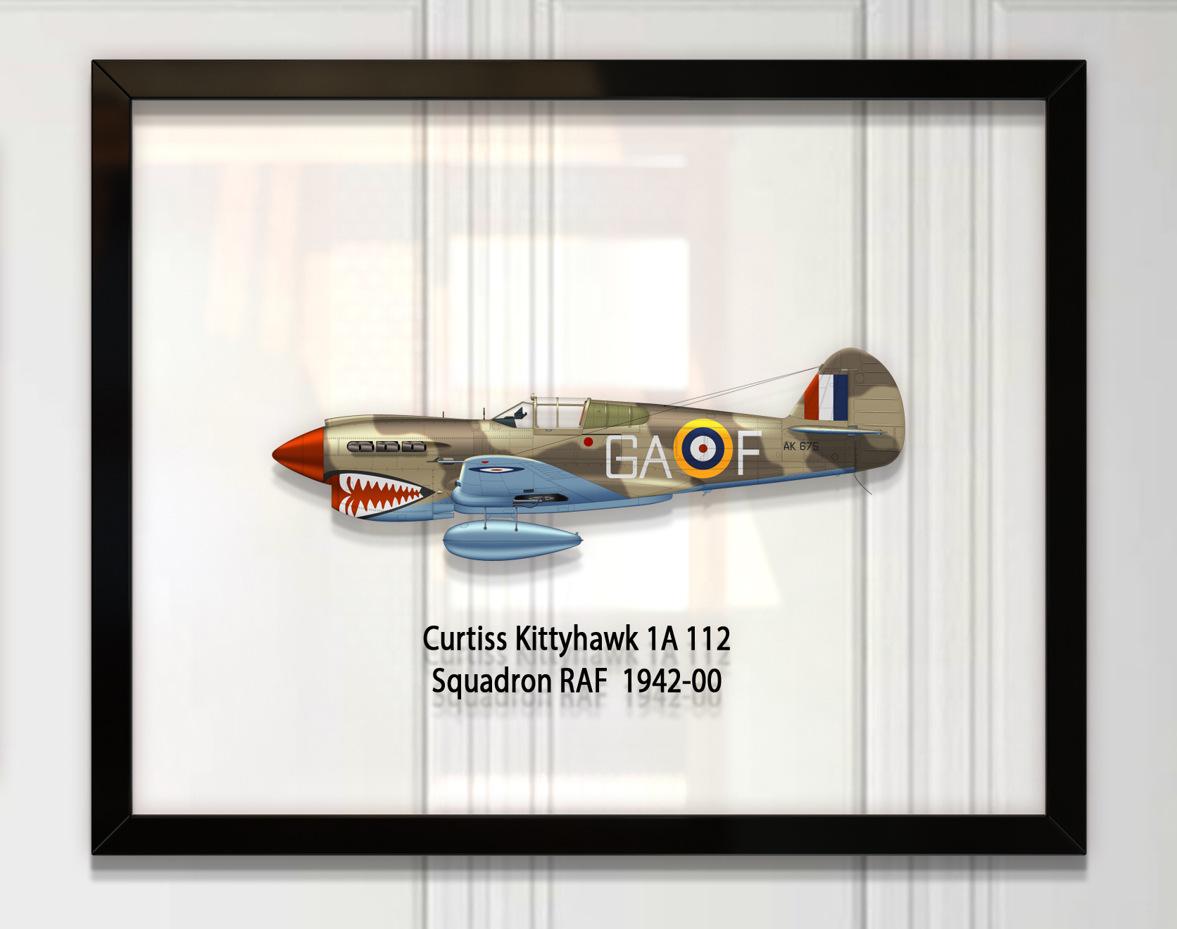 

Принт на стекле Artel «Истребитель Curtiss P-40 112 Эскадрилья RAF 1942 год» 36 x 28см
