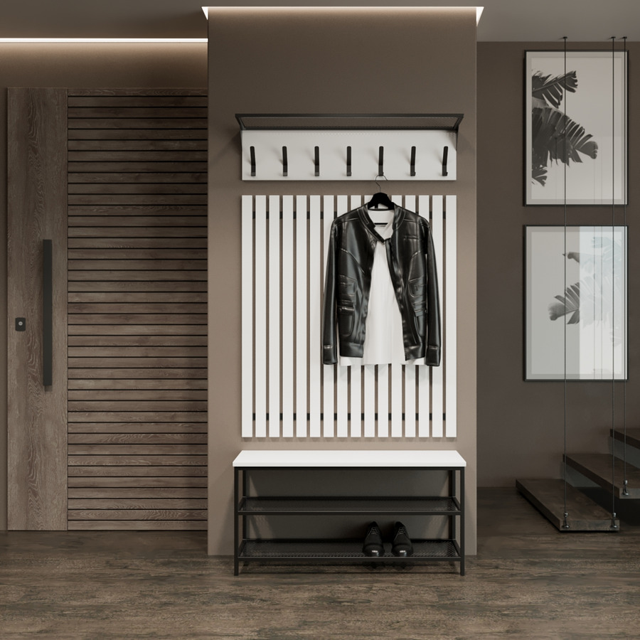 

Прихожая Fenster Эмбер 4 990 Чёрная ДСП белое