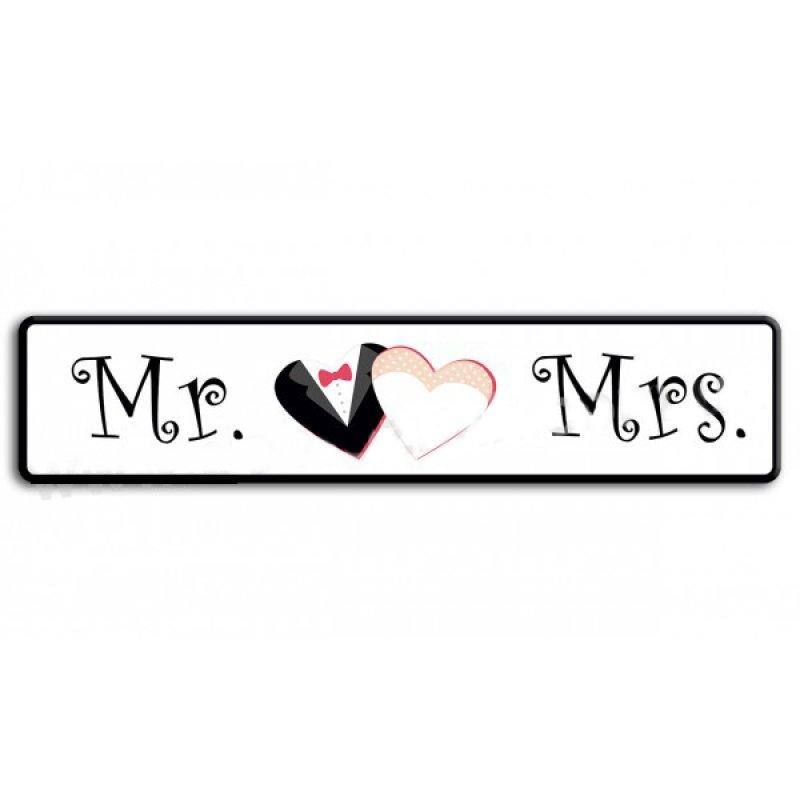 

Свадебные номера на авто Пластик 52х11 см Mr & Mrs К-1, Крепление в номерную рамку, Украина