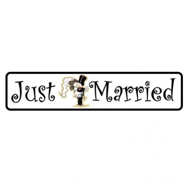 

Свадебный номер на автомобиль 52х11 см Just married К-2, Крепление в номерную рамку, Украина