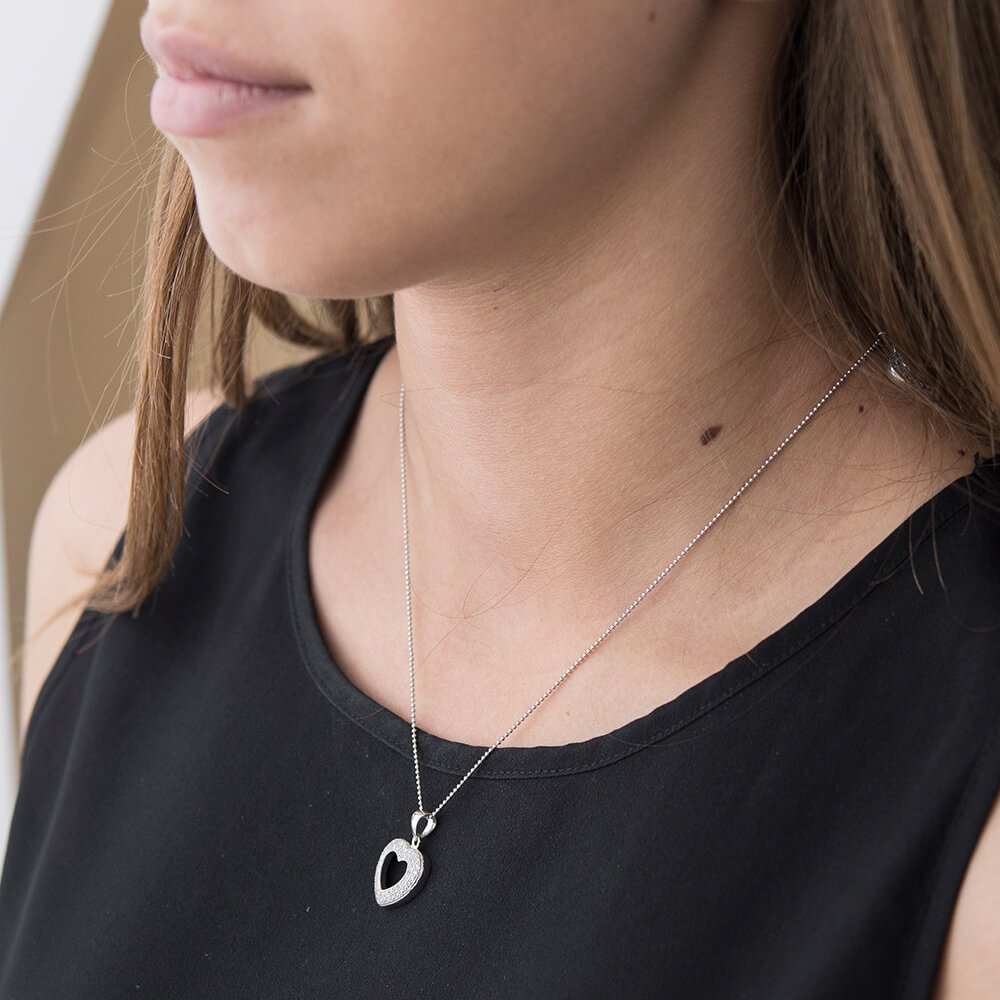 

Серебряная подвеска "Сердце" с фианитами 132248 Оникс