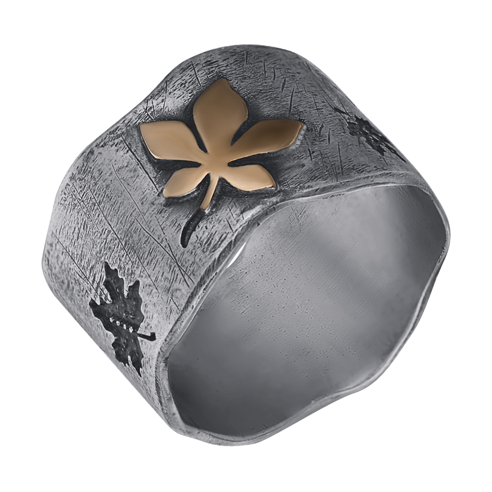 

Кольцо из серебра Leaf fall с золотой вставкой и чернением 000091452 20 размера