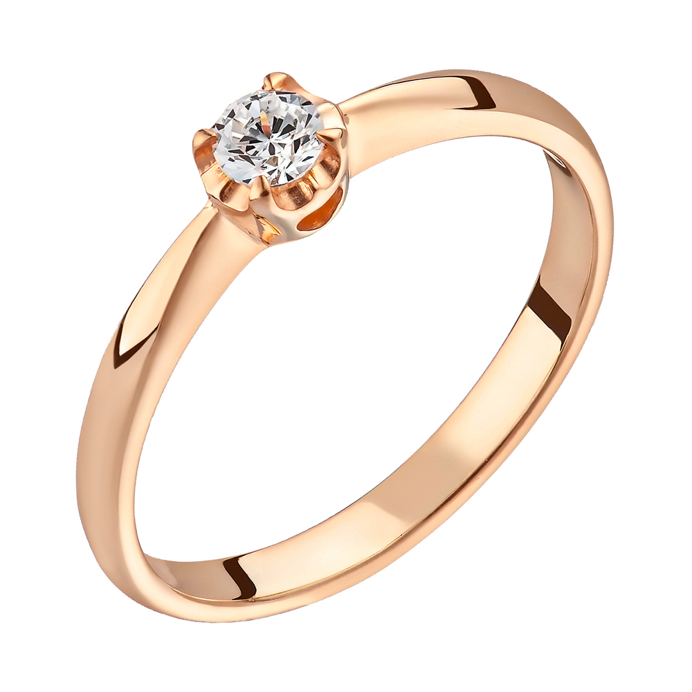 

Помолвочное кольцо из красного золота с бриллиантом 0,07ct 000034684 16.5 размера
