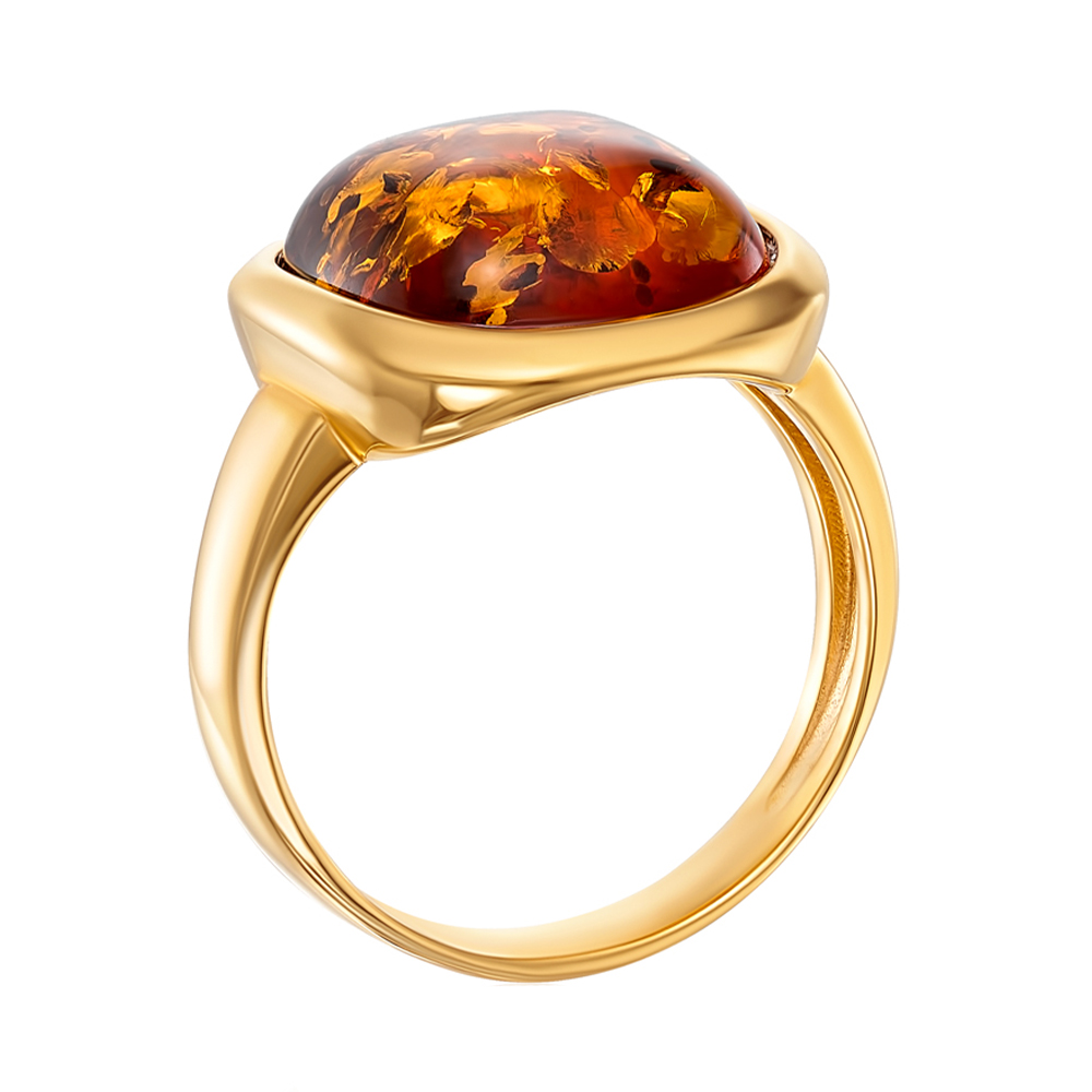 

Серебряное кольцо с янтарем и позолотой 000137656 18.5 размера