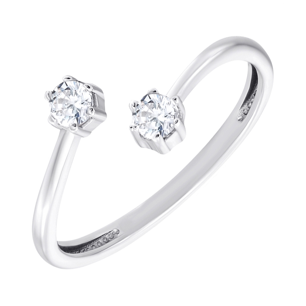 

Серебряное разомкнутое кольцо с фианитами Swarovski 000148366 18.5 размера