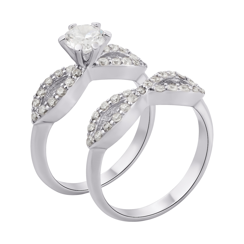 

Серебряное наборное кольцо с фианитами 000136008 17.5 размера
