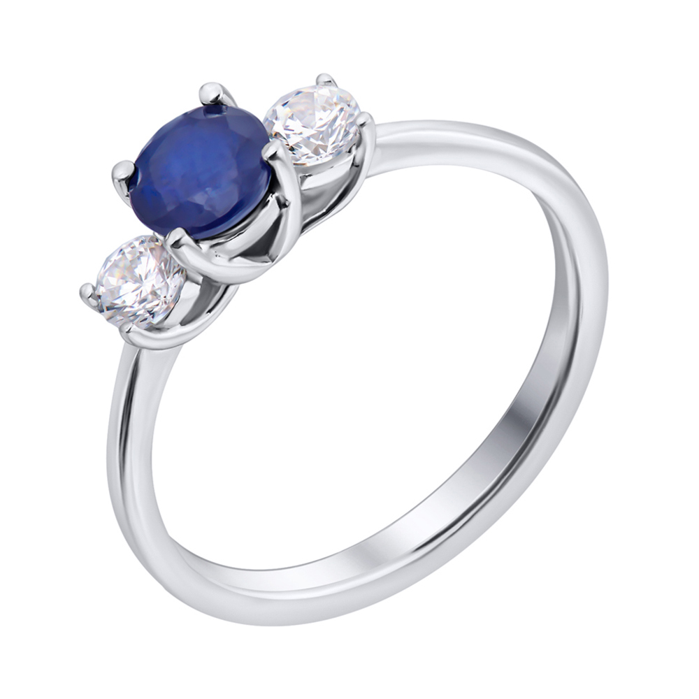 

Серебряное кольцо с сапфиром и фианитами 000125041 16 размера