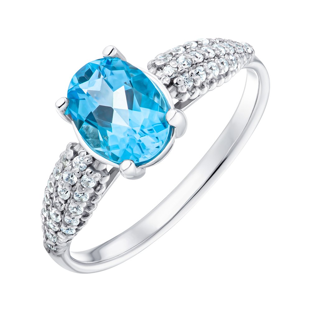 

Серебряное кольцо с топазом swiss и фианитами 000148976 18.5 размера