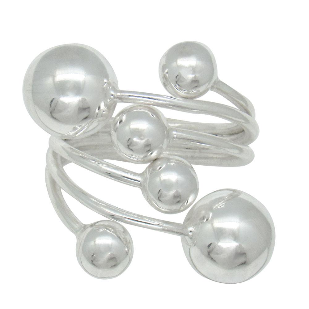 

Серебряное открытое кольцо с шариками "Роскошь" 18