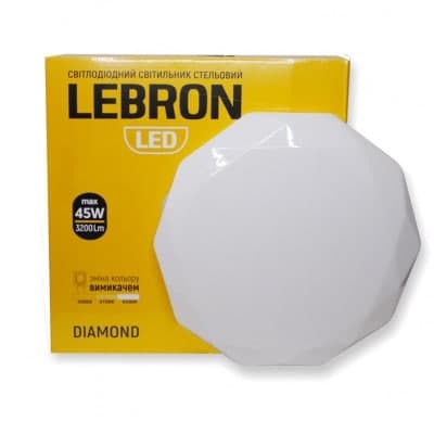

LED Светильник На Потолок LEBRON L-CL-DIAMOND, Max 45W, 3200Lm, 3000К, 4100К, 6500К (4763)