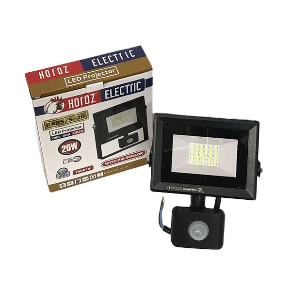 

Прожектор светодиодный с датчиком движения LED HOROZ, PARS, 20W, 1600Lm, 6400K (5850)
