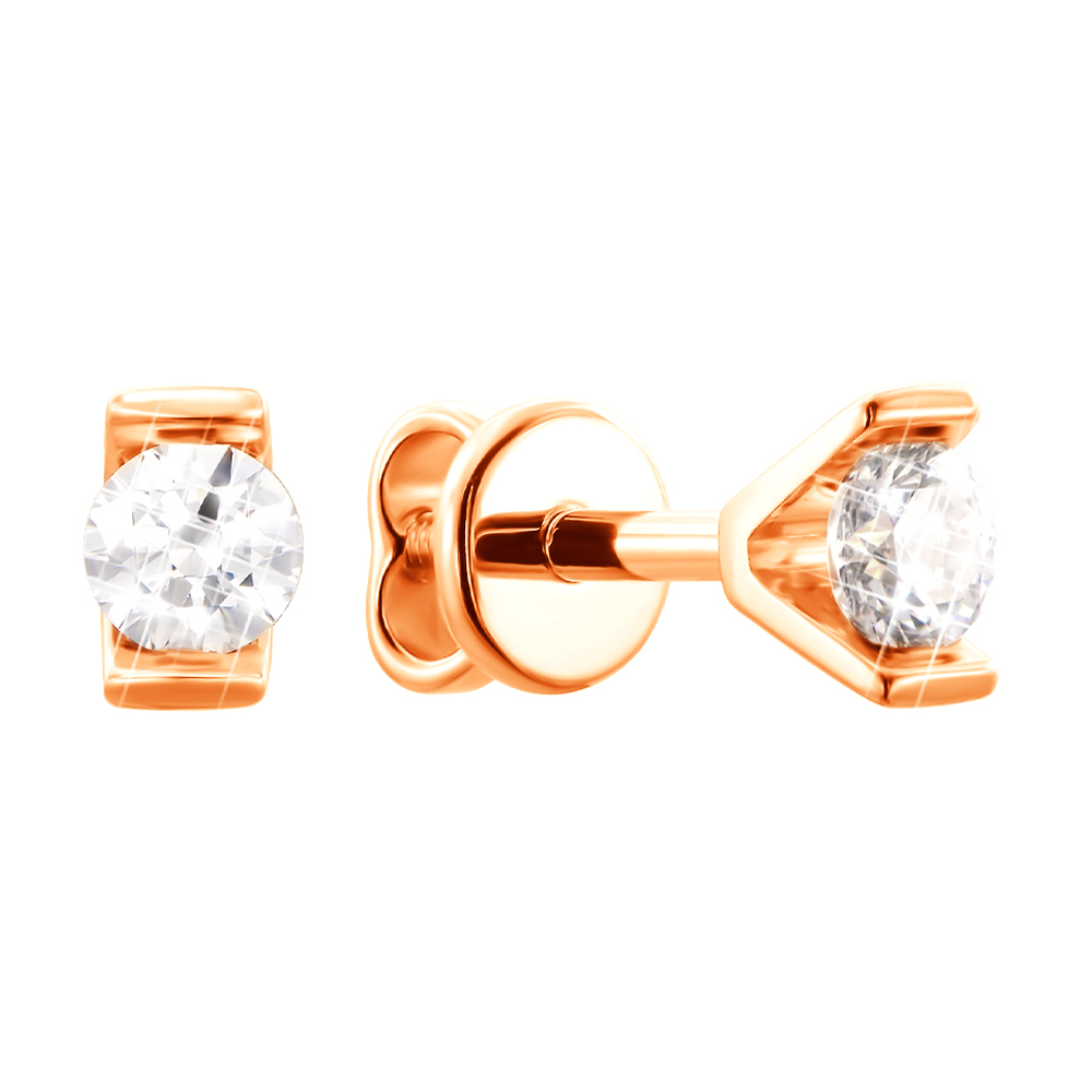 

Серьги-пуссеты из красного золота с цирконием Swarovski 000095184