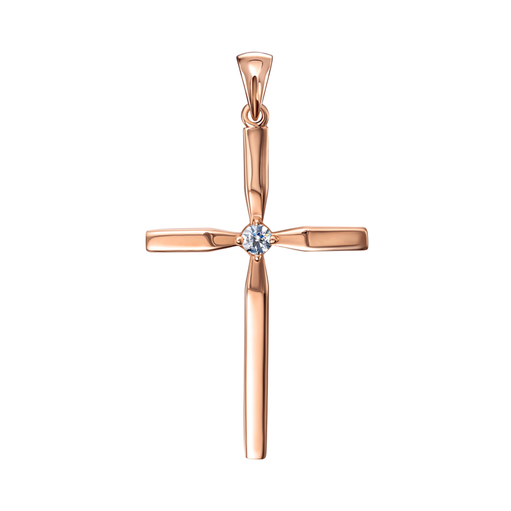 

Крестик из красного золота с кристаллом Swarovski 000138449