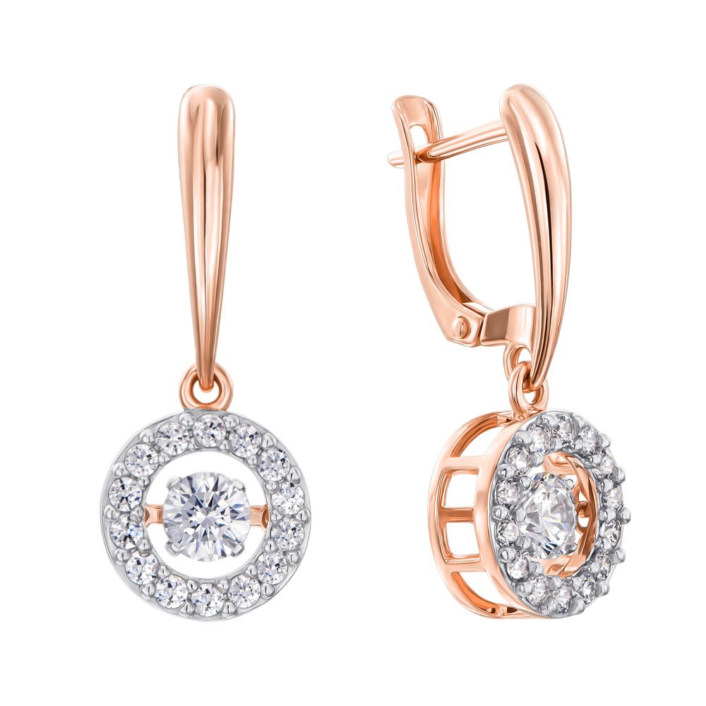 

Серьги-подвески из красного золота с цирконием Swarovski и родированием 000138687