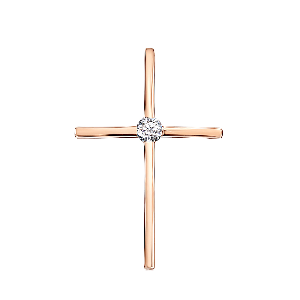 

Крестик в красном золоте с цирконием Swarovski 000126184