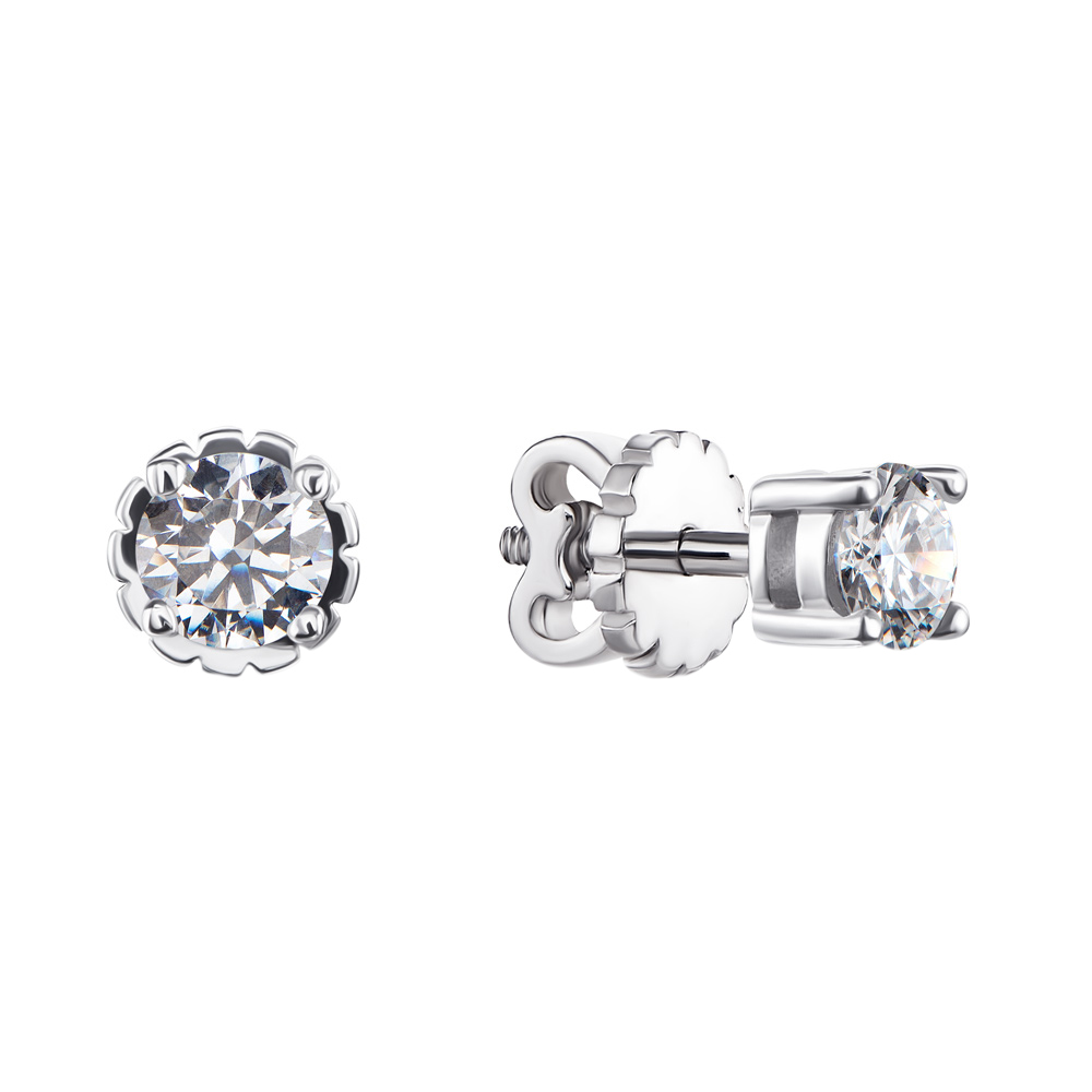 

Серебряные серьги-пуссеты с цирконием Swarovski 000122193