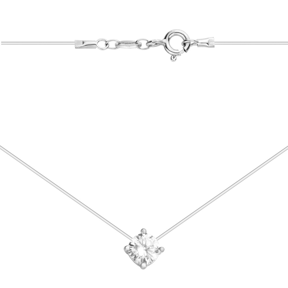 

Серебряное колье на леске с цирконием 000131838 37 размера