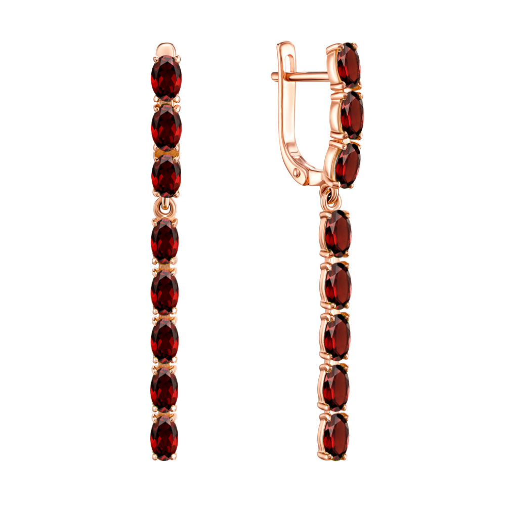 

Серьги-подвески из красного золота с гранатами 000137466