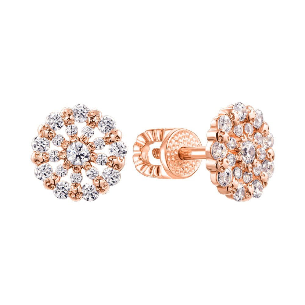 

Серьги-пуссеты из красного золота с цирконием Swarovski 000122809