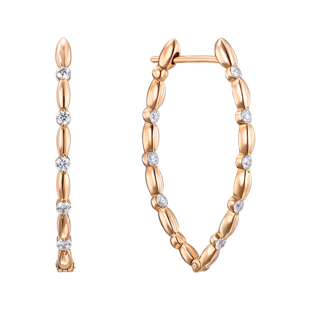 

Серьги-конго из красного золота с фианитами Swarovski 000149617