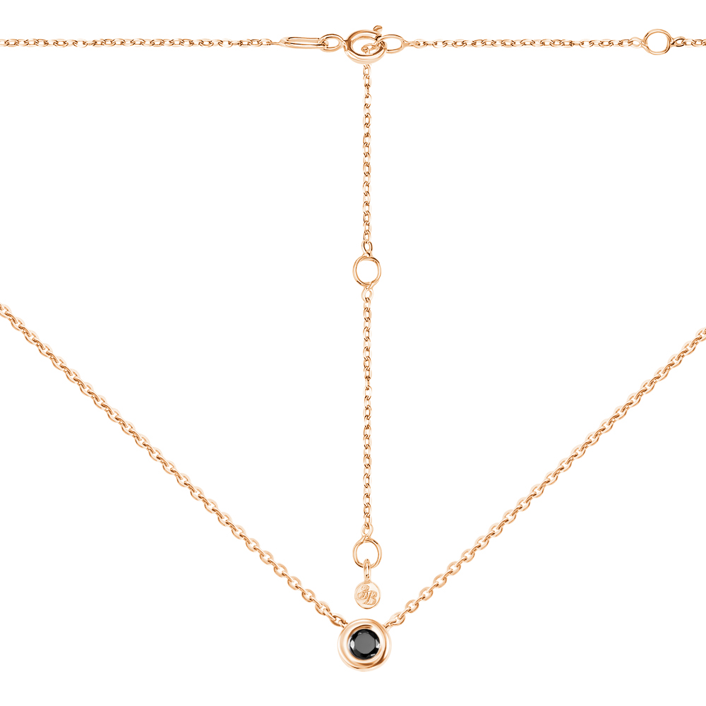 

Золотое колье в красном цвете с черным цирконием 000117539 38 размера