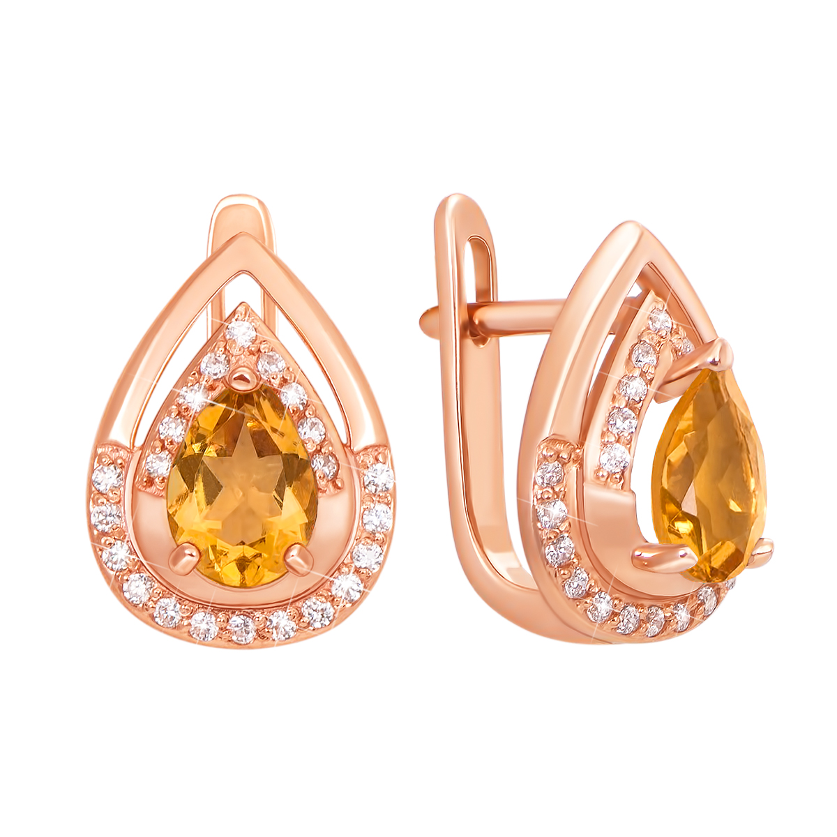 

Серьги из красного золота с цитринами и фианитами 000135329