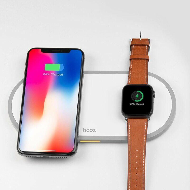 

Беспроводная зарядная станция Hoco CW20 2in1 (Dock) mobile+watch белая, 23390
